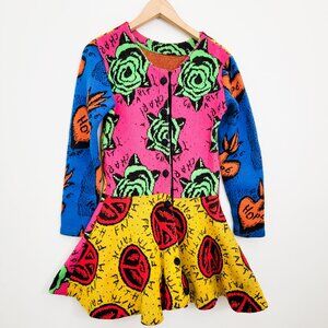 Vintage Betsey Johnson Punk Label Peplum Sweater Jacket Dress Medium